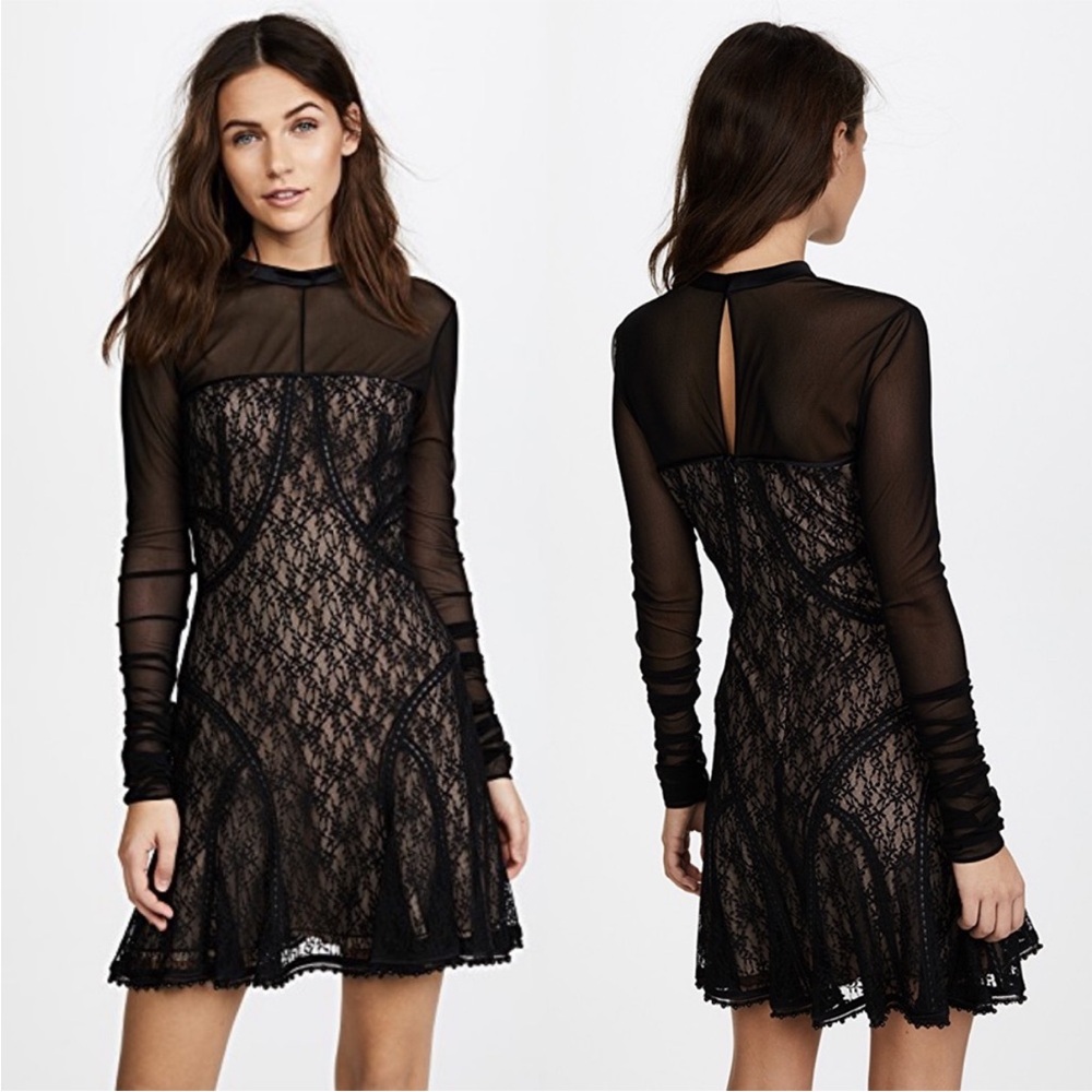 ALEXANDER WANG Black Lace Cocktail Dress Stunning Details Size 2